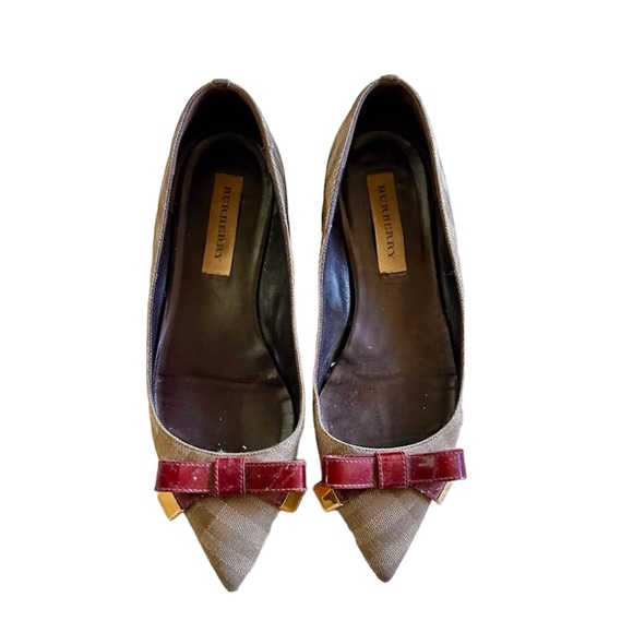 Burberry Bow Detail Point-Toe Check Jacquard Ballerinas - Picture 2 of 5